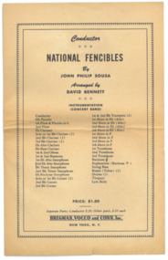 March Card, Sousa, John Philip (Composer) et al, National Fencibles, Composed: 1888