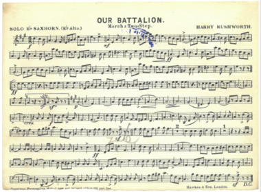 March Card, Rushworth, Harry (Composer), Our Battalion, Composed: 1919