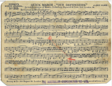 March Card, Hume, J. Ord (Composer), Our Defenders, Composed:1910