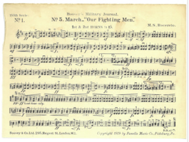 March Card, Rocereto, M.S. (Composer), No 5 March - Our Fighting Men, Composed: 1919