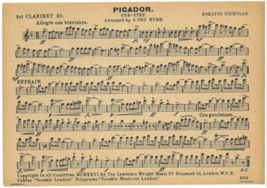 March Card, Nicholls, Horatio (Composer) et al, Picador, Composed: 1926