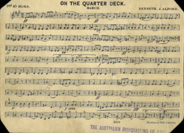 March Card, Alford, Kenneth J. (Composer), On The Quarter Deck, Composed: 1917