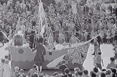 Negative - Bendigo Easter Fair 1954 - Float - Pirate Ship - Roger David, Allan Doney, 1950 -1970