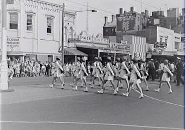 Negative - Bendigo Easter Fair 1962 - Marching Girls, Allan Doney, 1950 -1970