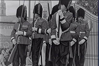 Negative - Bendigo Easter Fair 1960 - Float - Queens Household Guards, Allan Doney, 1950 -1970