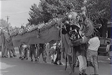 Negative - Bendigo Easter Fair 1960 - Chinese Dragon, Allan Doney, 1950 -1970