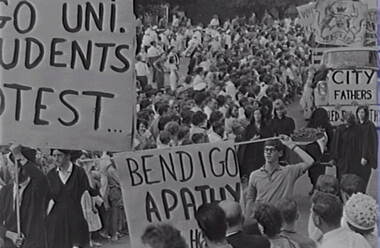 Negative - Bendigo Easter Fair 1964 - Uni Students Protest, Allan Doney, 1950 -1970