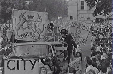 Negative - Bendigo Easter Fair 1964 - Float - City Fathers, Allan Doney, 1950 -1970