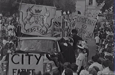 Negative - Bendigo Easter Fair 1964 - Float - City Fathers, Allan Doney, 1950 -1970