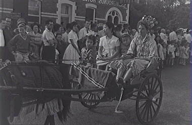 Negative - Bendigo Easter Fair 1964 - Chinese Section - Cart, Allan Doney, 1950 -1970