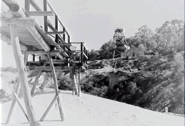 Negative - Duke of Cornwall Mine Bendigo - Conveyor - Poppet Head, Allan Doney, 1950 -1970
