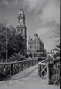 Negative - Bendigo Creek Bridge - Post Office, Allan Doney, 1950 -1970