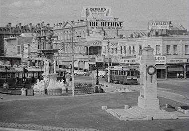 Negative - Cenotaph Bendigo - Alexandra Fountain Bendigo - Pall Mall Bendigo, Allan Doney, 1950 -1970