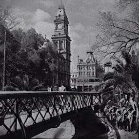 Negative - Bendigo Creek Bridge - Post Office - Shamrock Hotel Bendigo, Allan Doney, 1950 -1970