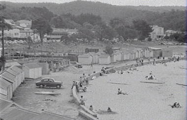 Negative - Queenscliffe - Beach - Bathing Boxes - People, Allan Doney, 1950 -1970