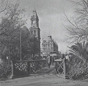 Negative - Bendigo Creek Bridge - Post Office - Shamrock Hotel Bendigo, Allan Doney, 1950 -1970