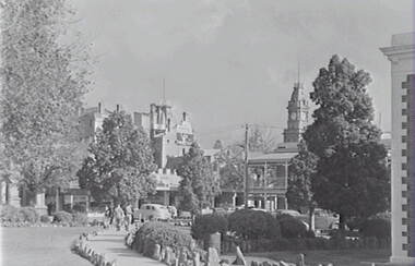 Negative - Town Hall Gardens - Bull Street Bendigo - Post Office, Allan Doney, 1950 -1970