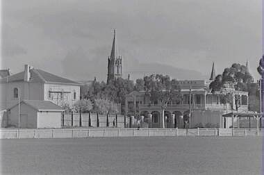 Negative - Bendigo Queen Elizabeth Oval Gate - Rifle Brigade Hotel Bendigo - Church, Allan Doney, 1950 -1970