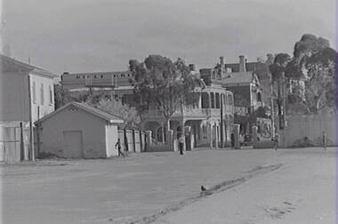 Negative - Bendigo Queen Elizabeth Oval Gate - Rifle Brigade Hotel Bendigo, Allan Doney, 1950 -1970