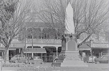 Negative - Queen Victoria Statue Bendigo - Favaloro’s Cafe, Allan Doney, 1950 -1970