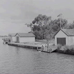 Negative - Anglesea - River - Fishing - Boat Sheds, Allan Doney, 1950 -1970
