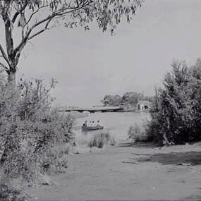 Negative - Anglesea - River - Boat - Bridge - Boat Sheds, Allan Doney, 1950 -1970