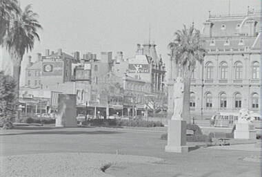 Negative - Conservatory Gardens Bendigo - Statues - Law Courts Bendigo - Pall Mall Bendigo, Allan Doney, 1950 -1970