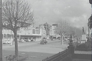 Negative - Pall Mall Bendigo - Post Office Steps - Soldiers Statue - ANZ - Beehive, Allan Doney, 1950 -1970