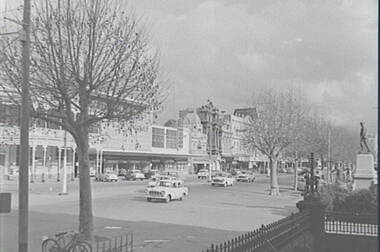 Negative - Pall Mall Bendigo - Post Office Steps - Soldiers Statue - ANZ - Beehive, Allan Doney, 1950 -1970