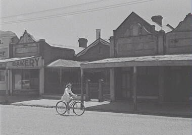 Negative - Eaglehawk - Bakery - Cyclist, Allan Doney, 1950 -1970