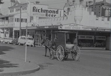 Negative - Hargreaves Street Bendigo - Crawford’s Shoes - Becks Crown Hotel - Horse and Cart, Allan Doney, 1950 -1970