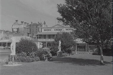 Negative - Town Hall Gardens - Statues - Becks Crown Hotel, Allan Doney, 1950 -1970
