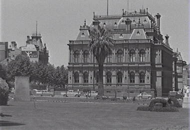 Negative - Conservatory Gardens Bendigo - Law Courts Bendigo, Allan Doney, 1950 -1970