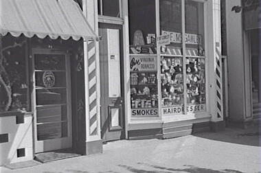 Negative - Bendigo Businesses - Hairdresser - Tobacconist - Coffee Lounge, Allan Doney, 1950 -1970