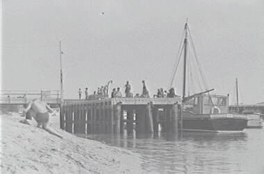 Negative - Beach - Pier - Boats - People, Allan Doney, 1950 -1970