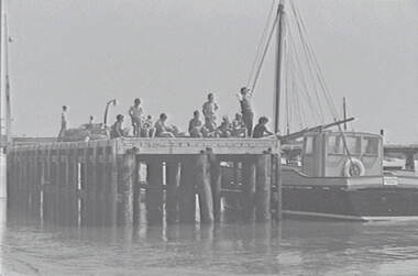 Negative - Beach - Pier - Boats - People, Allan Doney, 1950 -1970