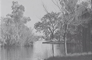 Negative - Lake Rowena Bendigo - Boat Sheds - Doney's Car, Allan Doney, 1950 -1970