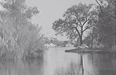 Negative - Lake Rowena Bendigo - Boat Sheds - Doney's Car, Allan Doney, 1950 -1970