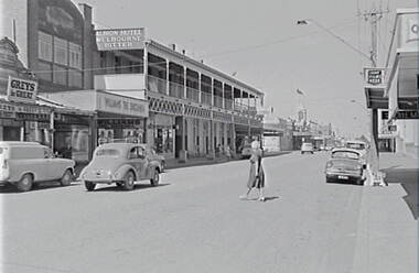 Negative - Kyabram - Street - Albion Hotel - Chemist - Mrs Doney, Allan Doney, 1950 -1970
