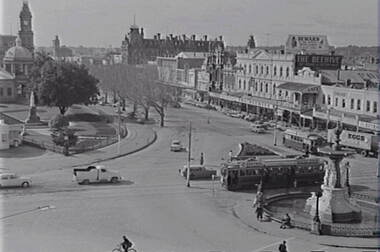 Negative - Alexandra Fountain Bendigo - Pall Mall Bendigo - Queen Victoria Gardens - Tram, Allan Doney, 1950 -1970