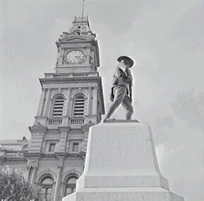 Negative - Soldiers Statue - Post Office - Bendigo, Allan Doney, 1950 -1970