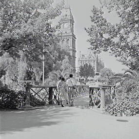 Negative - Bendigo Creek Bridge - Post Office, Allan Doney, 1950 -1970