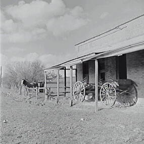 Negative - Franklin Ford - Building - Horse Carts, Allan Doney, 1950 -1970