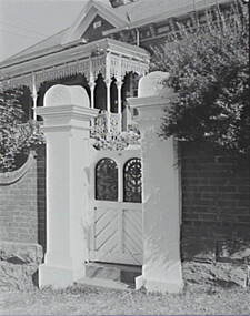 Negative - Iron Lacework - Gate and House, Allan Doney, 1950 -1970