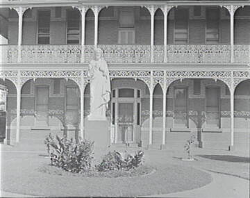 Negative - Iron Lacework - Catholic College Bendigo - Statue, Allan Doney, 1950 -1970