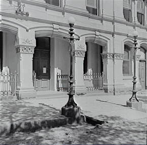 Negative - Cast Iron - Lamppost - Fence - Building, Allan Doney, 1950 -1970