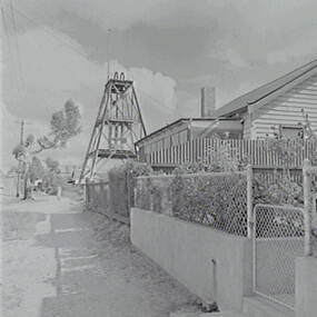 Negative - Ironbark Mine Bendigo - Poppet Head - Houses, Allan Doney, 1950 -1970