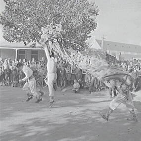 Negative - Bendigo Easter Fair - Chinese Dragon Awakening Ceremony, Allan Doney, 1950 -1970