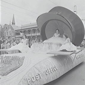 Negative - Bendigo Easter Fair - Float - Post Office Magic Carpet, Allan Doney, 1950 -1970