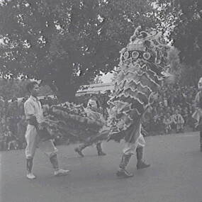 Negative - Bendigo Easter Fair 1953 - Chinese Dragon Awakening Ceremony, Allan Doney, 1950 -1970